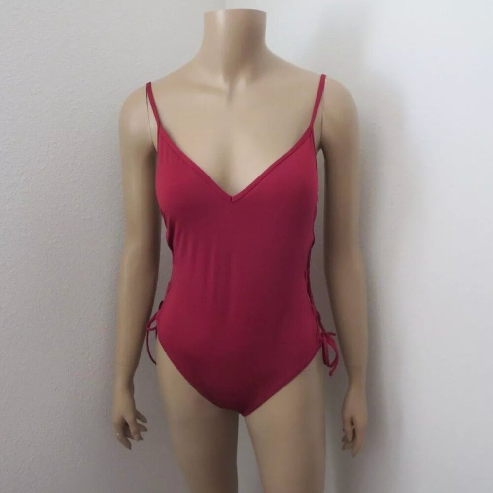 NWT Abercrombie & Fitch Lace Up One Piece Swimsuit Size Small Medium Red